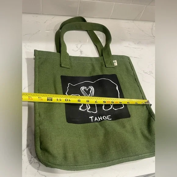 Dharma love bear (block print) Tahoe hemp tote - Picture 6 of 6
